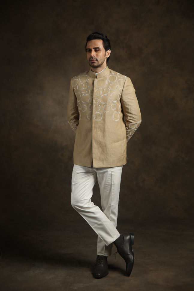 Beige Geometrical Bandhgala