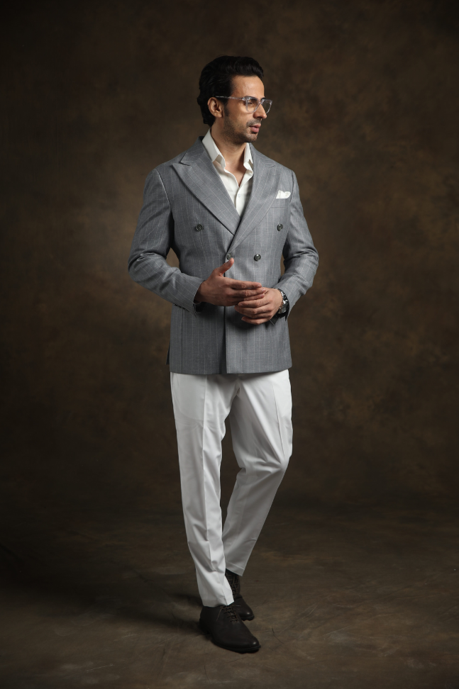 Pinstripe Riviera Double Breasted Blazer