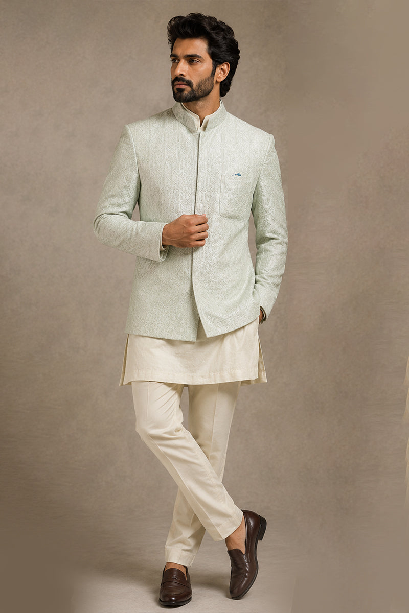 Mint Jacquard Indo-Western