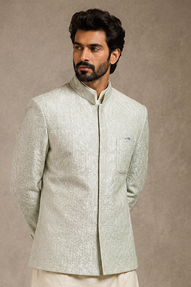 Mint Jacquard Indo-Western