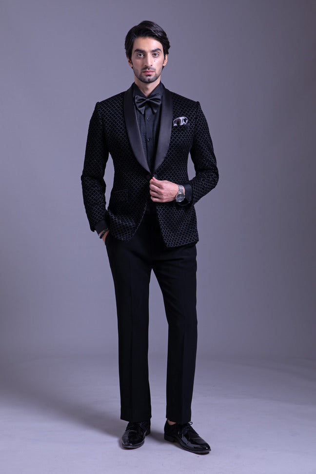 Black  Embroidered Tuxedo