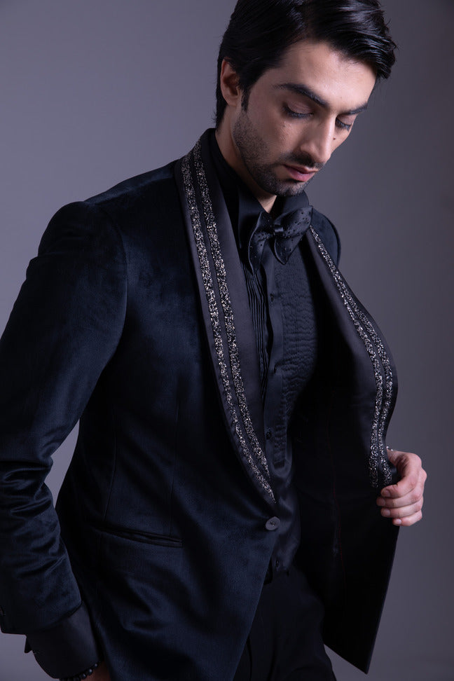 Black Embroidered Tuxedo