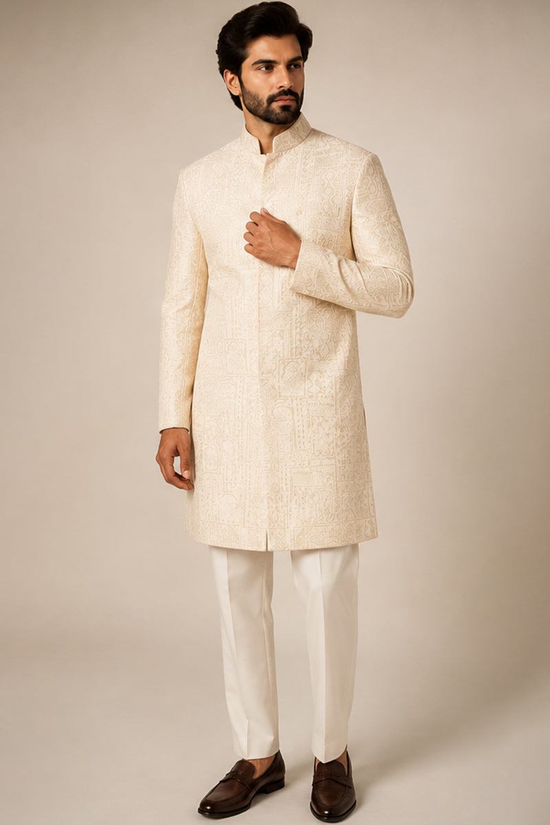 Ivory Etched Indo-Western