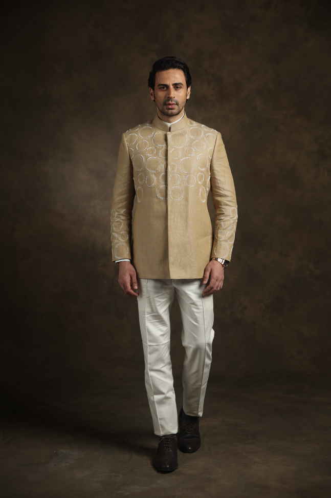 Beige Geometrical Bandhgala