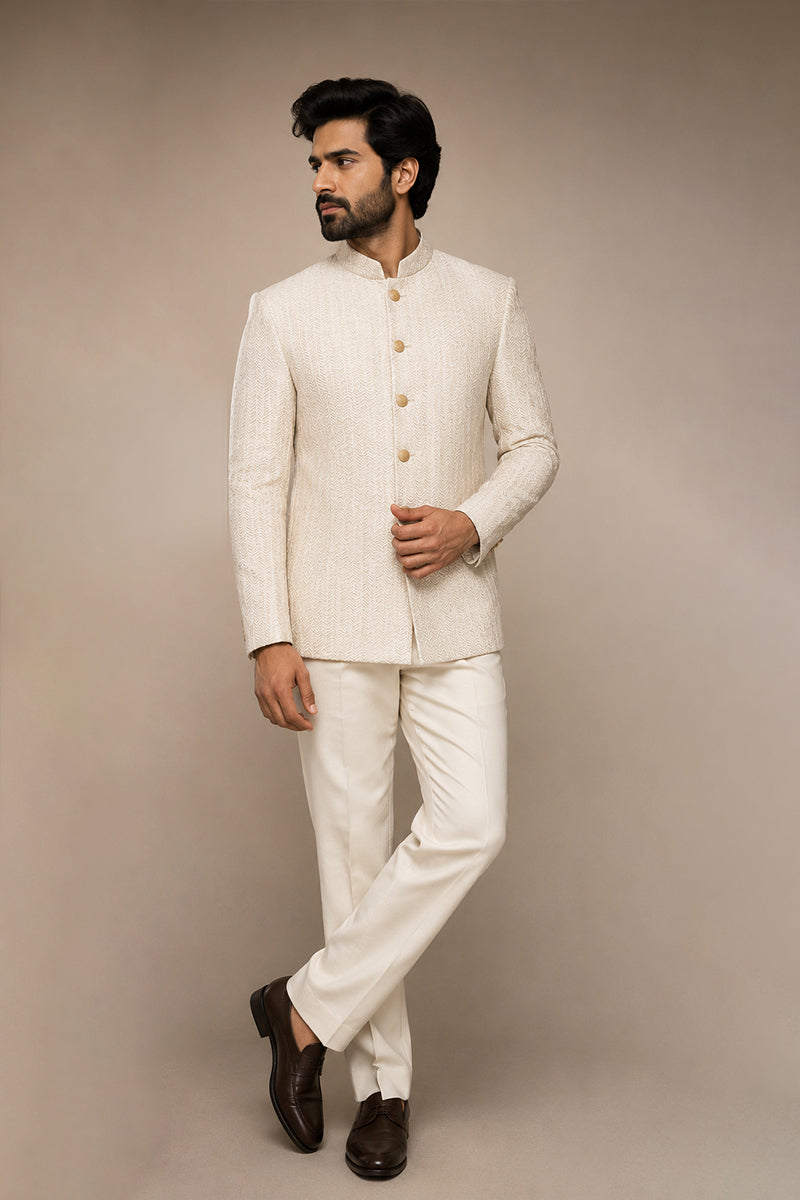 Ivory Chevron Indo-Western