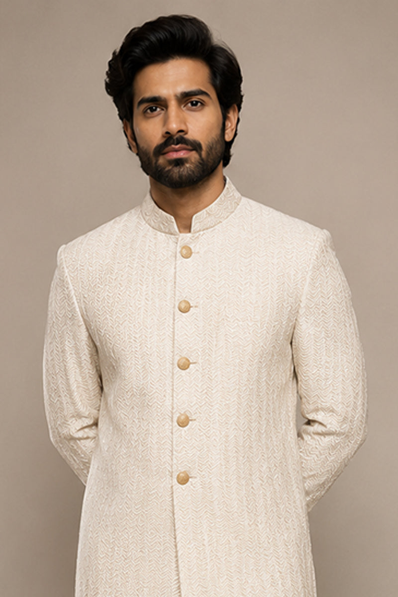Ivory Chevron Indo-Western