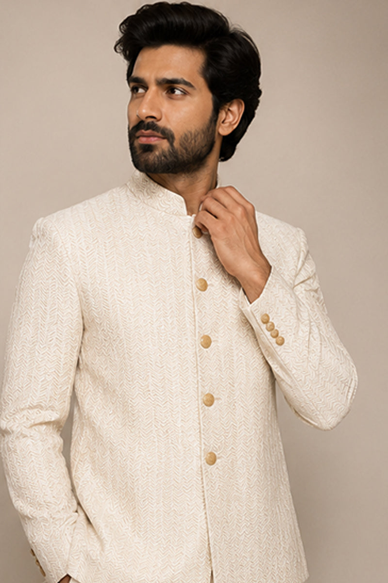 Ivory Chevron Indo-Western