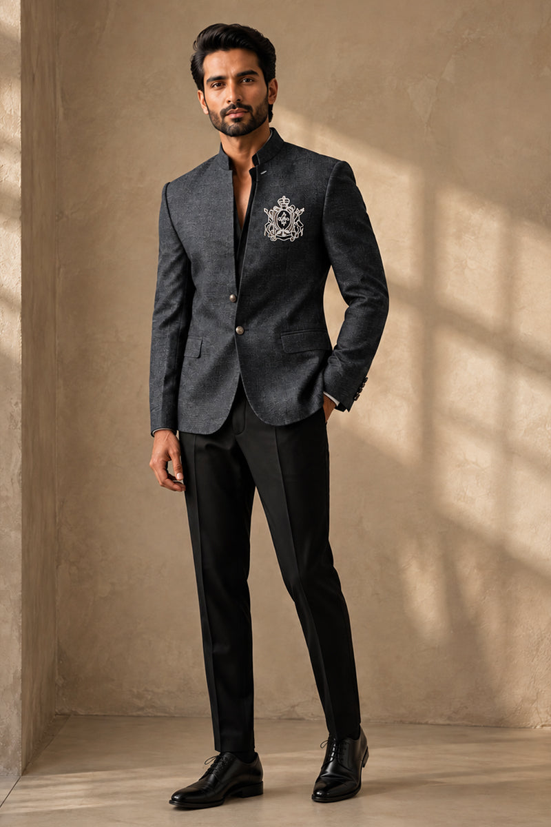Heritage Crest Linen Bandhgala