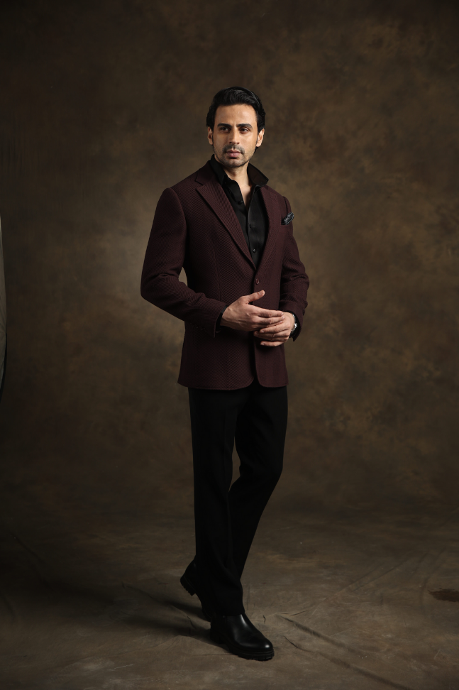 Wine Textured Blazer