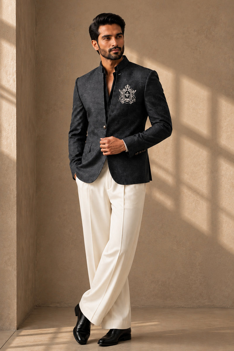 Heritage Crest Linen Bandhgala