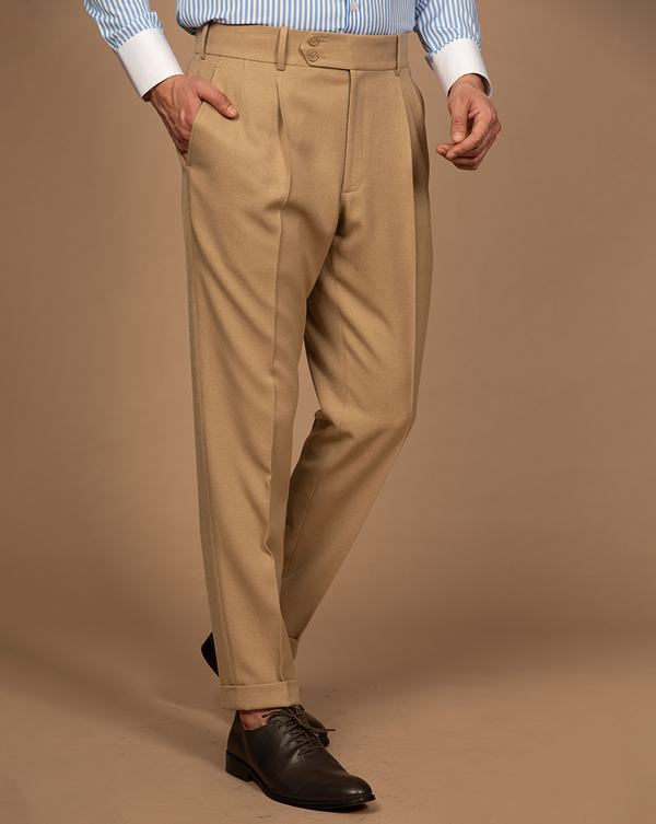 Light Khaki Pleated Trouser