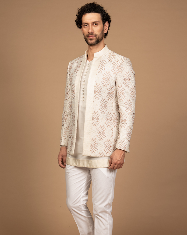 Ivory Open Jacket Kurta Set