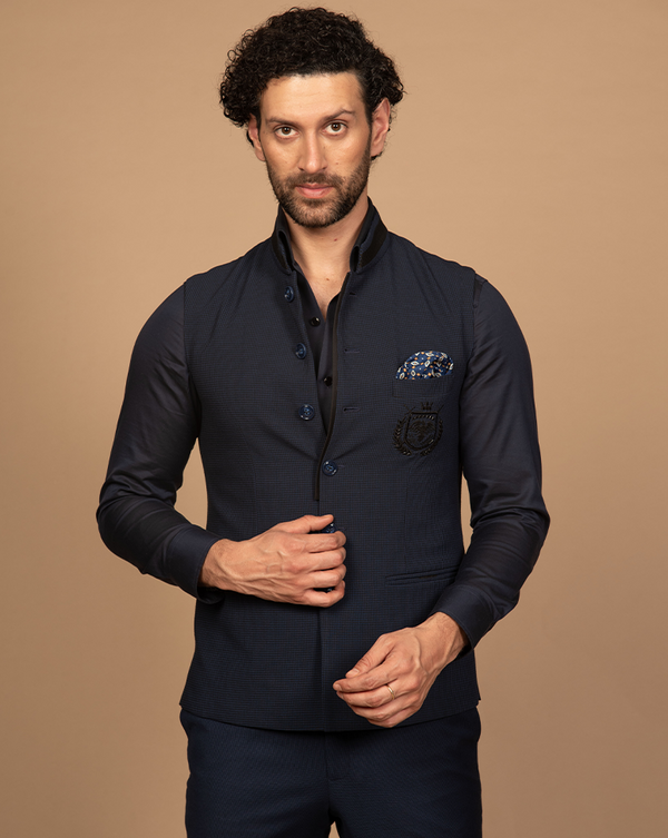 Black nehru collar shirt online