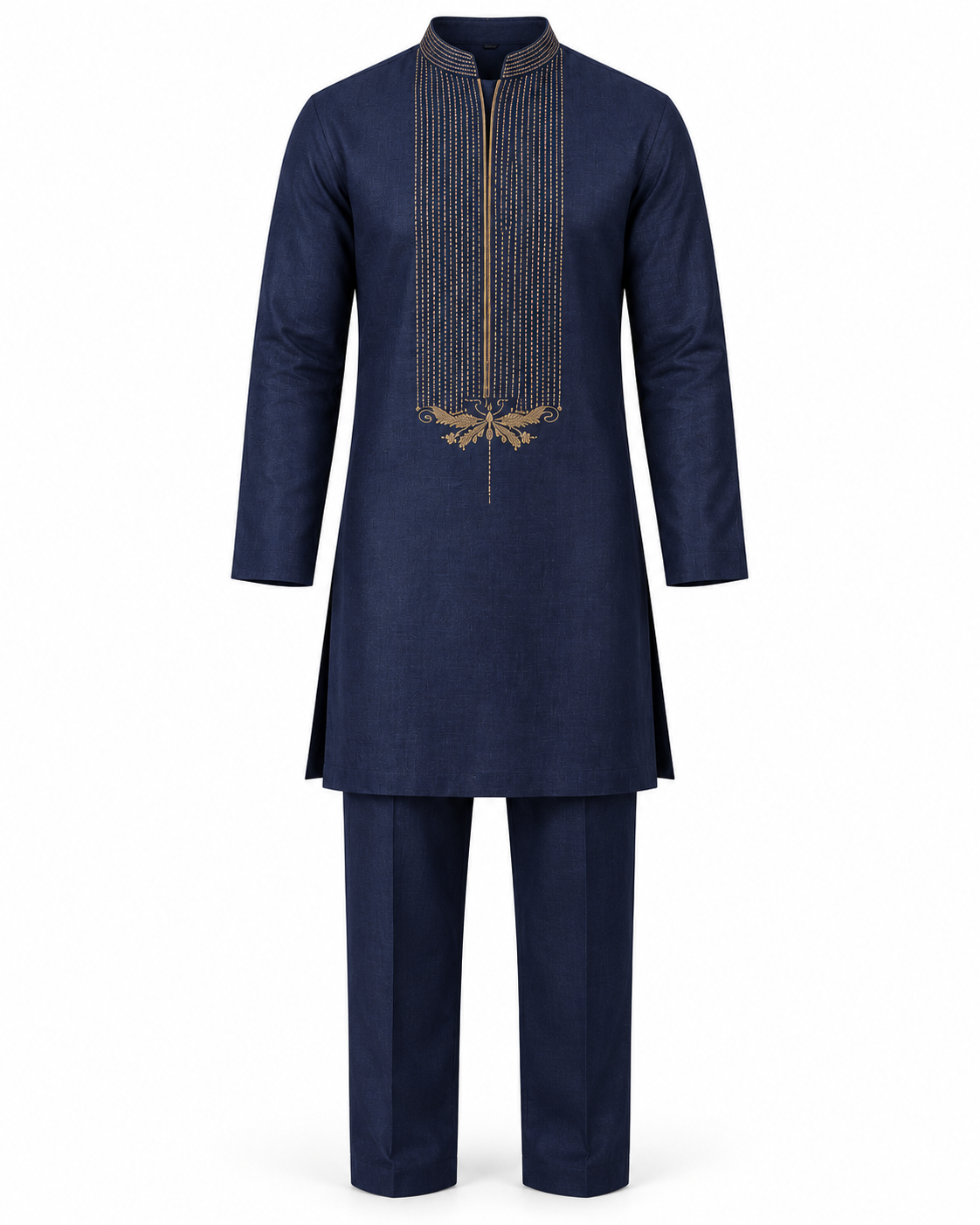 Navy Gold-Embroidered Kurta