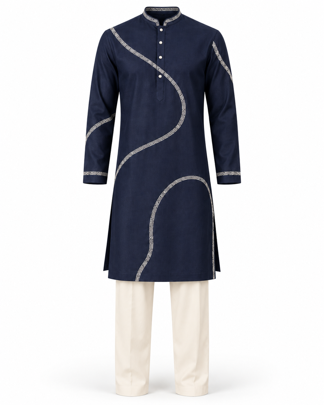 Navy Silver-Detail Kurta