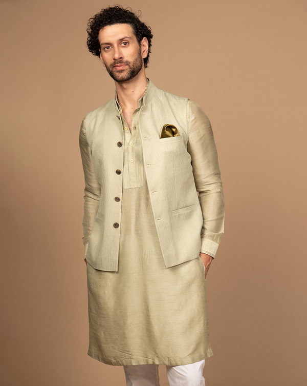 Sage Green Nehru Jacket Kurta Set