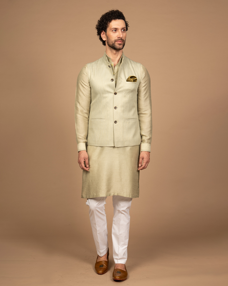 Sage Green Nehru Jacket Kurta Set