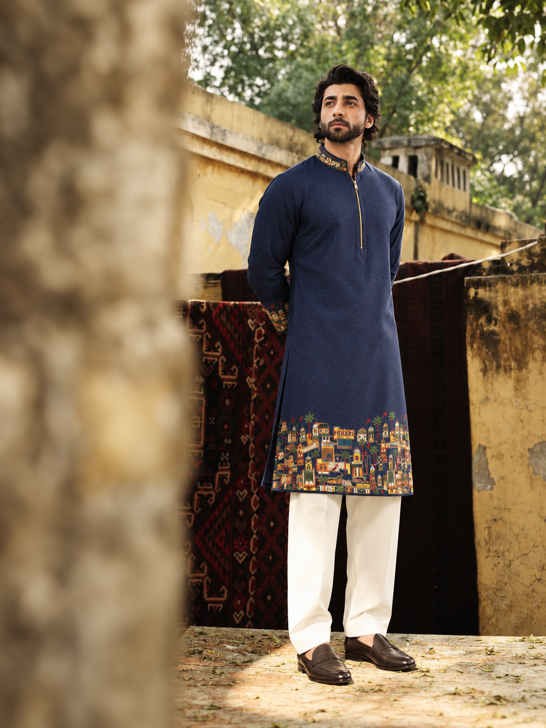 Navy Cityscape Kurta