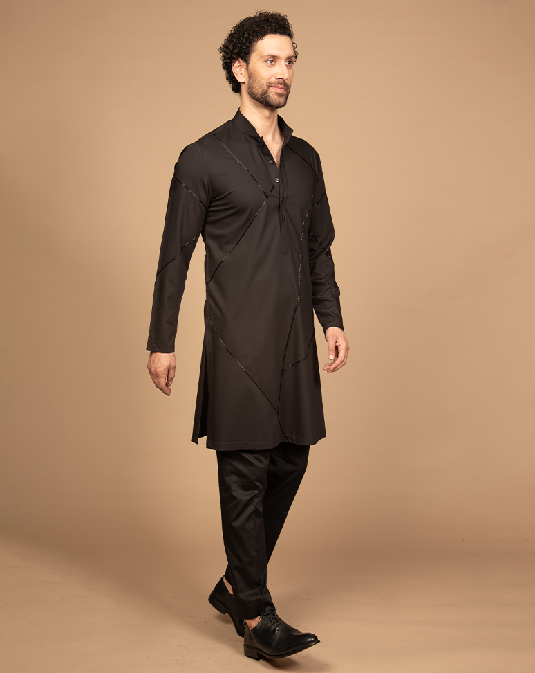 Black Embroidery Kurta Set