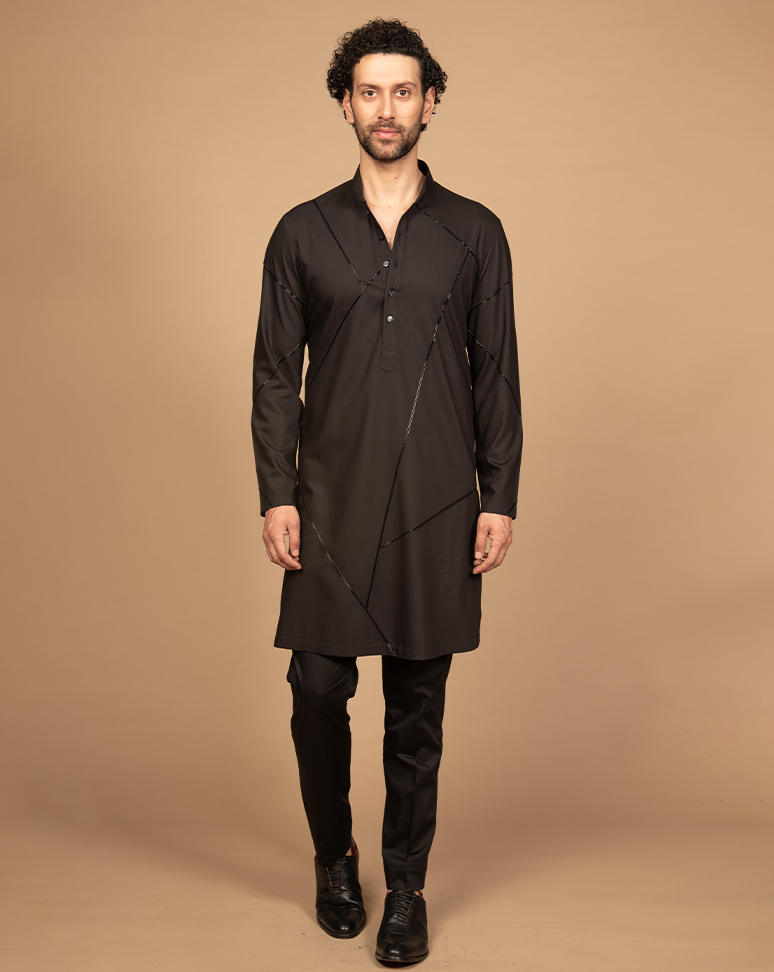 Black Embroidery Kurta Set