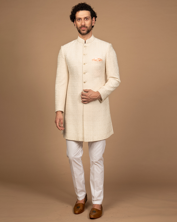 Ivory Embroidered Indo Western