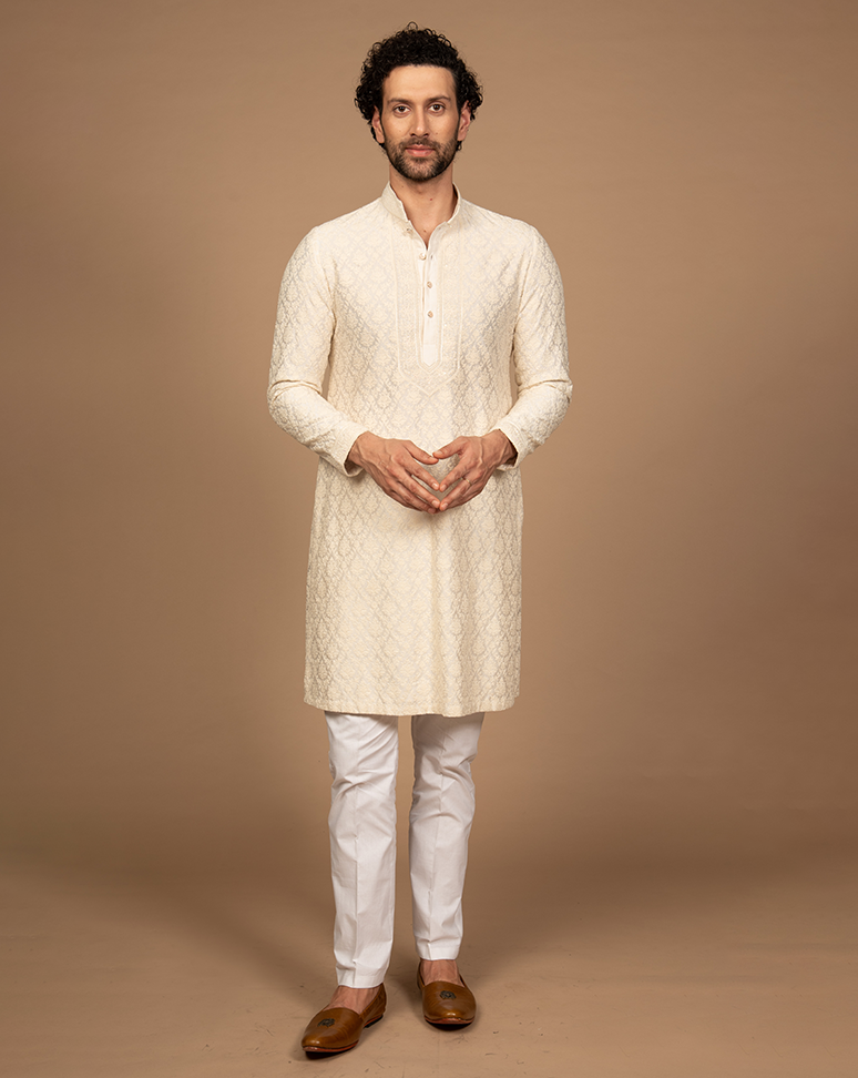 Ivory Thread work Kurta Set