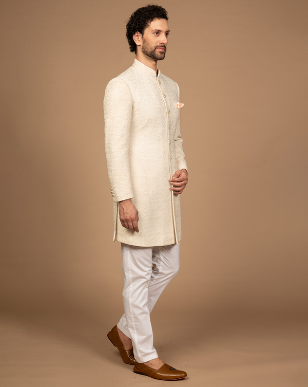 Ivory Embroidered Indo Western