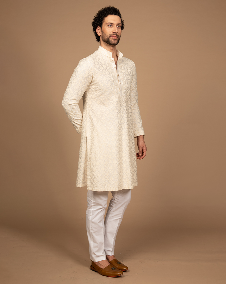 Ivory Thread work Kurta Set