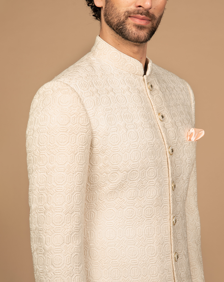 Ivory Embroidered Indo Western