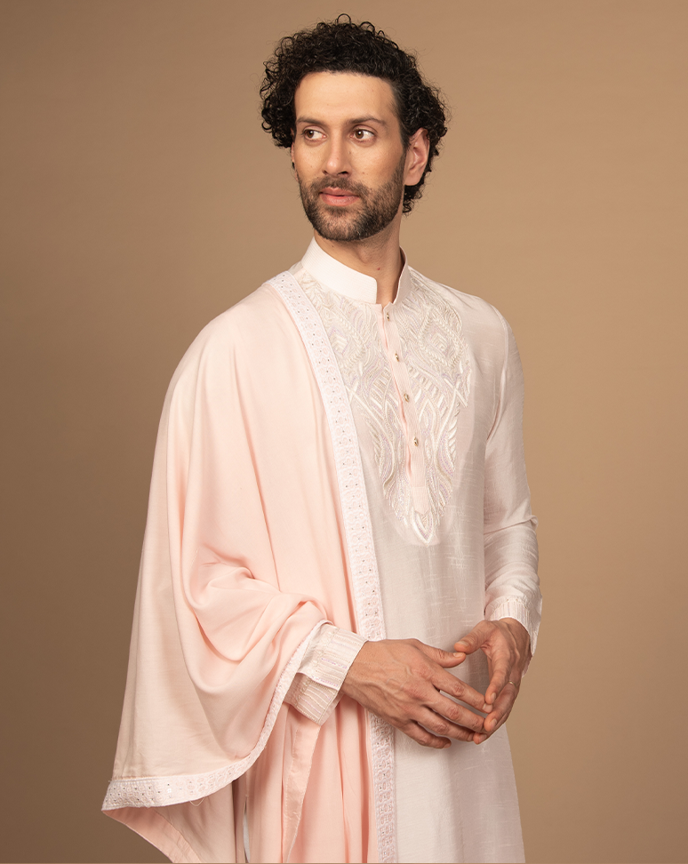 Powder Pink Kurta Stole Set