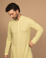 Embroidered Lemon Green Kurta Set