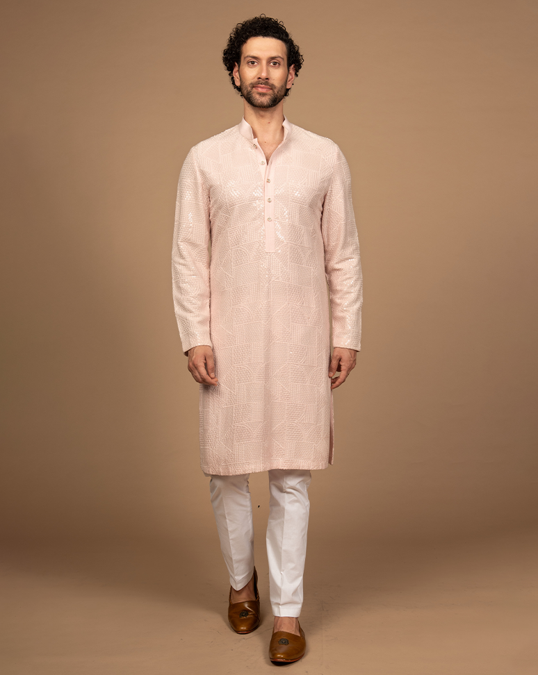 Light Pink Embroidered Kurta Set