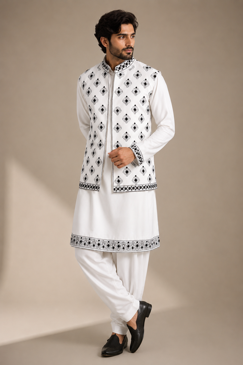 Mughal Jali Nehru Jacket Set