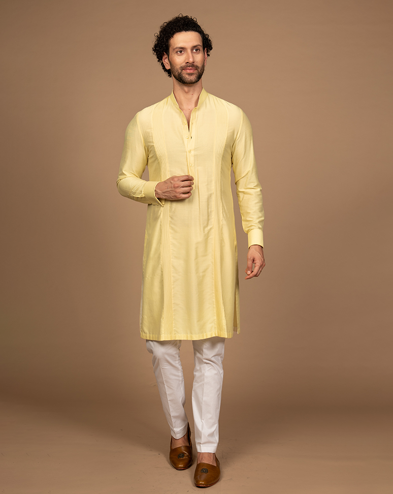 Lemon yellow Pintuck Kurta Set