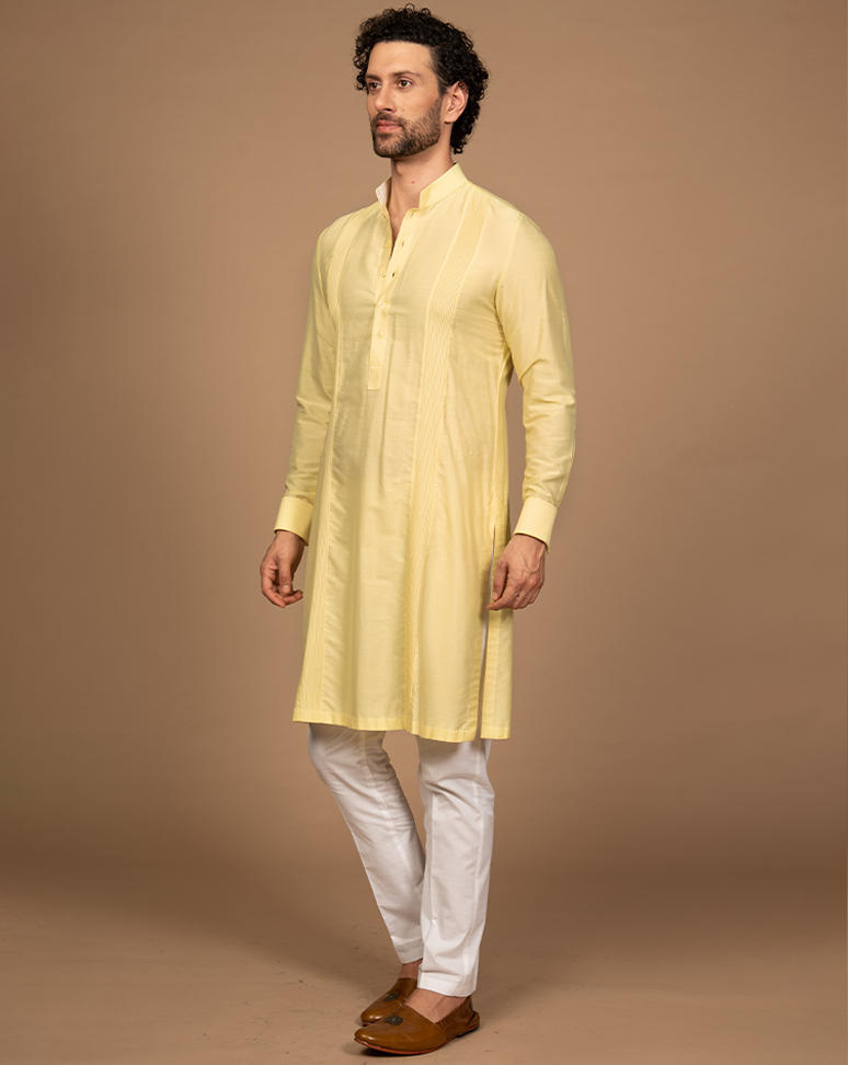 Lemon yellow Pintuck Kurta Set