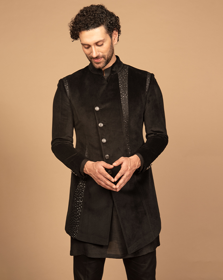 Black Velvet Angrakha Indo Western