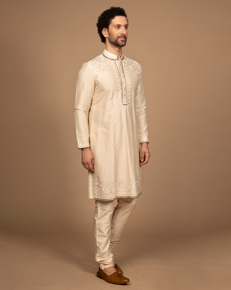 Beige Embroidered Kurta Set