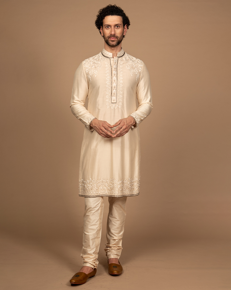 Beige Embroidered Kurta Set