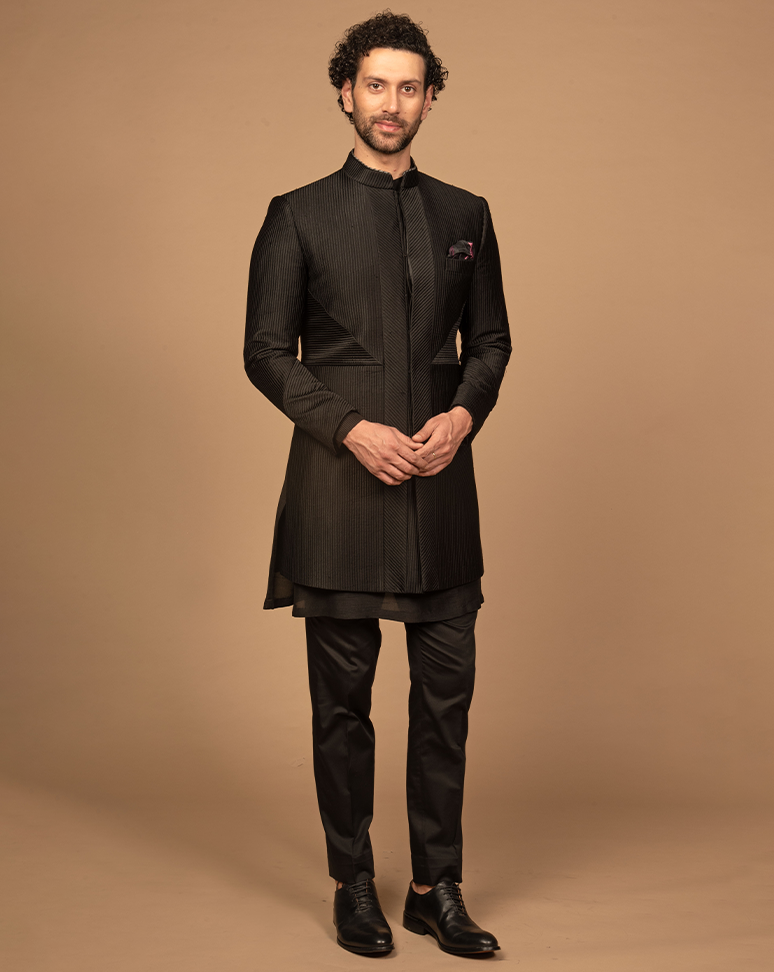 Black Embroidered Indo western