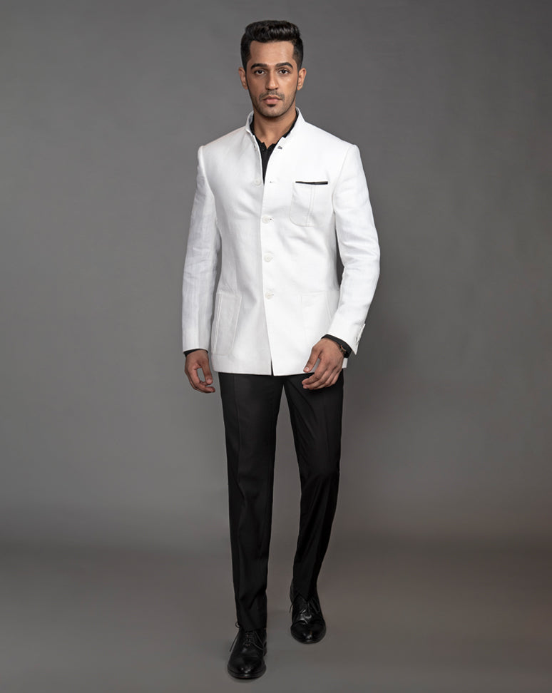 White Linen Bandhgala Jacket