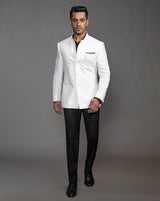 White Linen Bandgala Jacket