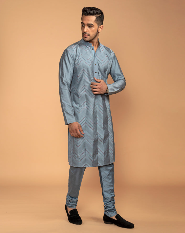 Grey multi stitch Kurta