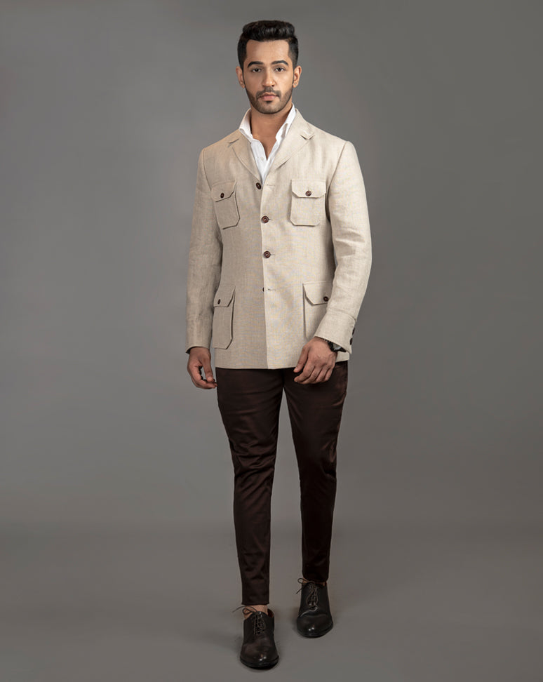 Khaki Linen Shacket