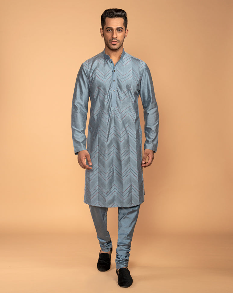 Grey multi stitch Kurta