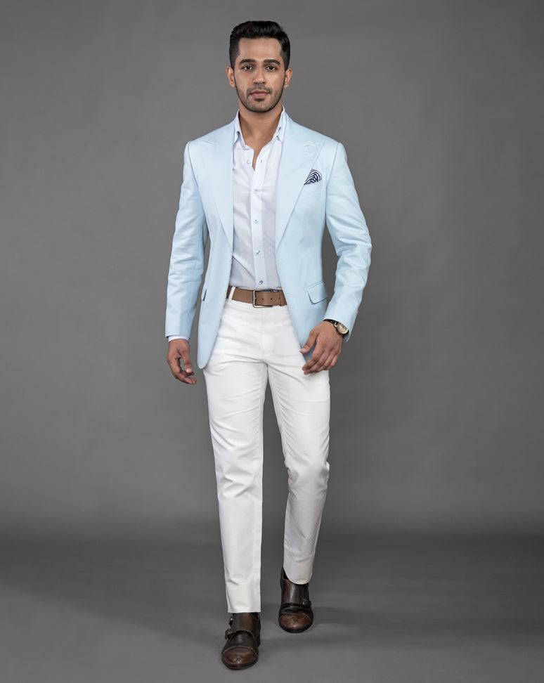Mens Sky Blue Suit Elegant Beach Wedding Groom Wear Prom Party Dinner Coat  Pants | eBay