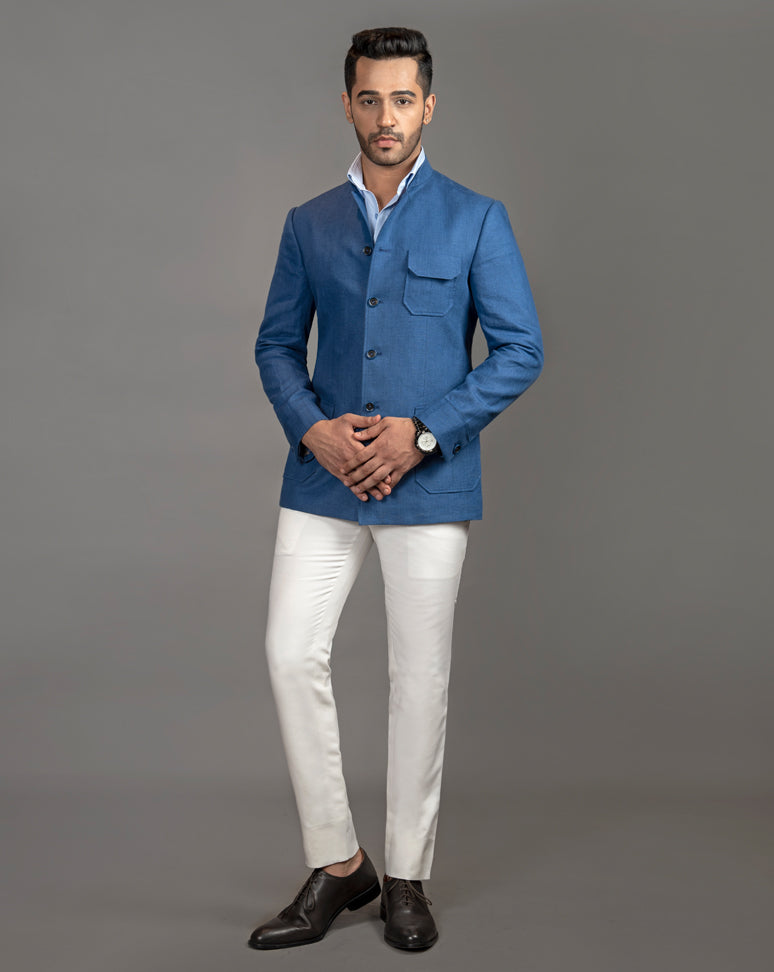 Blue Linen Shacket