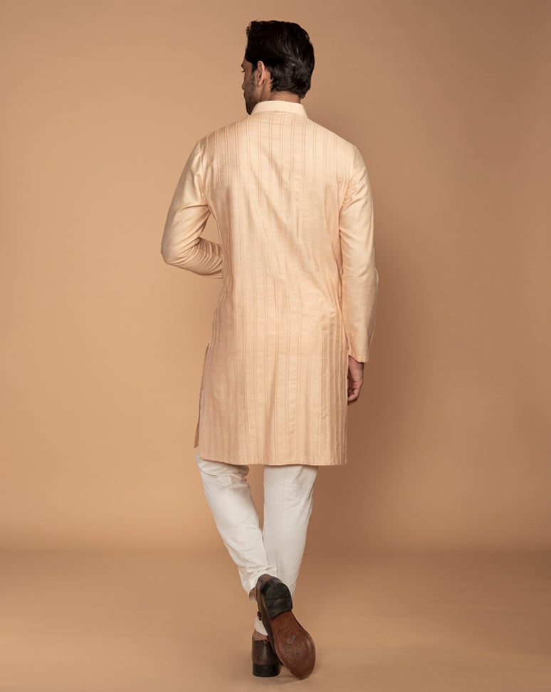 Peach Pintucked Kurta