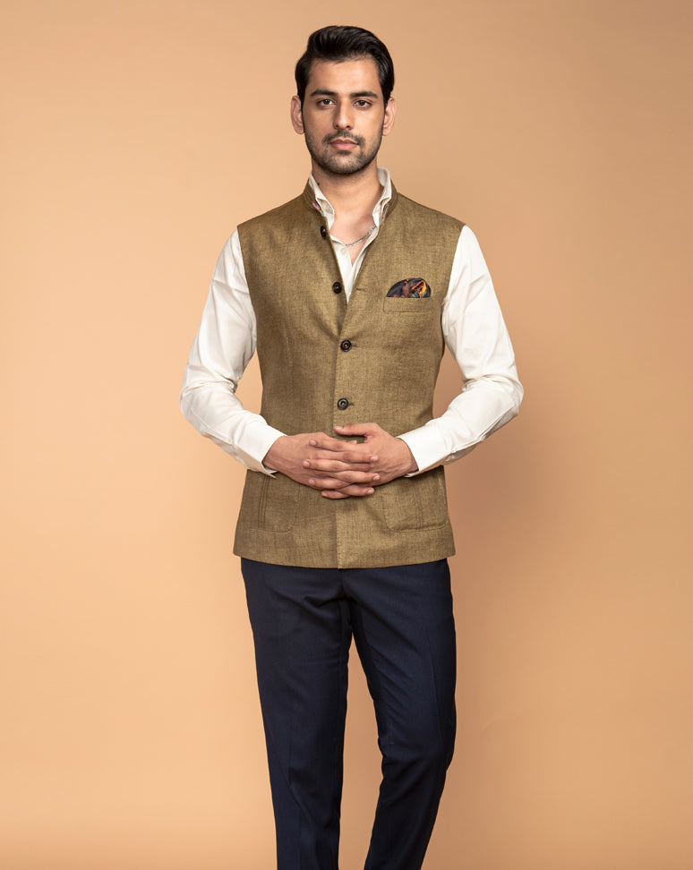 Olive Green Nehru Jacket