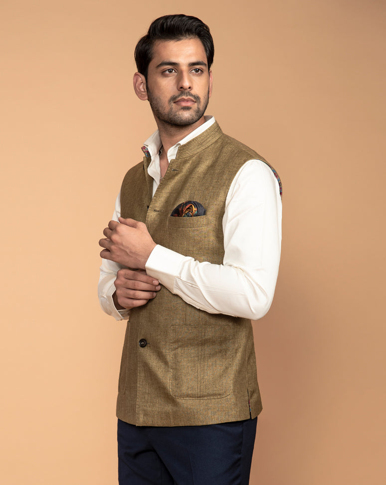 Olive Green Nehru Jacket