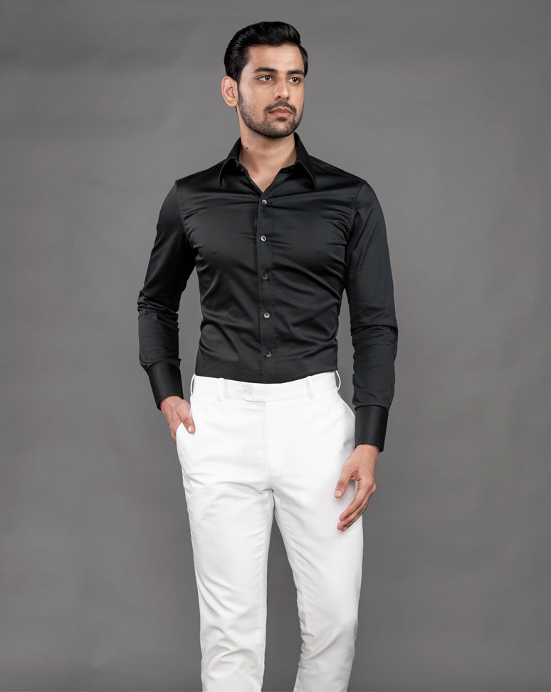 Noir Élite – Classic Fitted Black Shirt